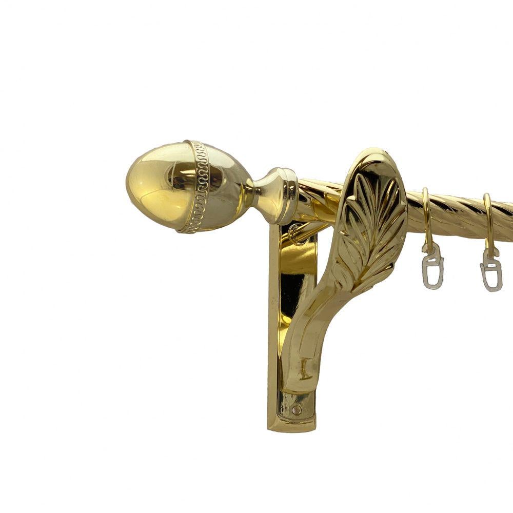 Карниз металлический Orvit Фарже однорядный ретро скрученная труба/кольцо металлическое Золото 25 мм 240 см (00-00010801)