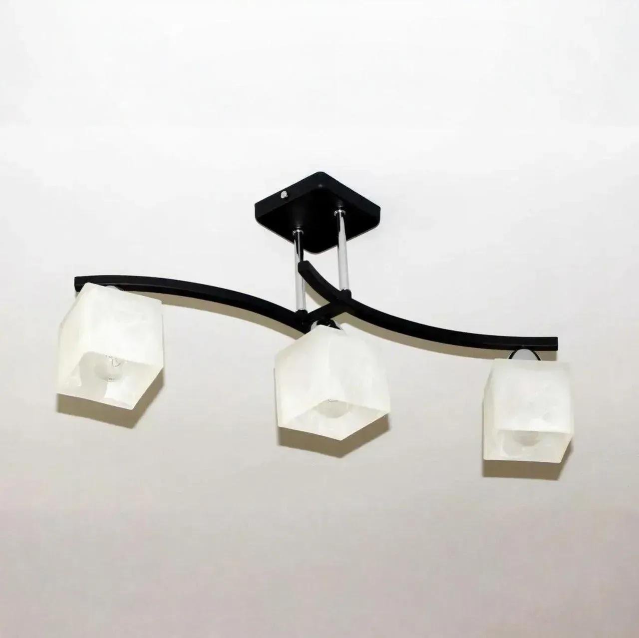 Люстра стельова Sirius B A1507/3 на три скляні плафони під лампу Е27 IP20 Чорний/Хром (00000139866)