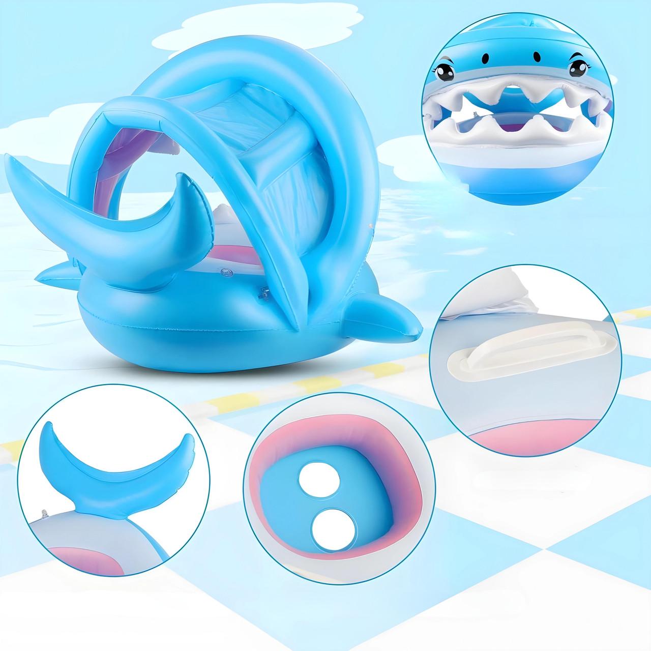 Понтон надувной для детей Акула с тентом 80x95 см (2344248484) - фото 5 Понтон надувной для детей Акула с тентом 80x95 см (2344248484) - фото 5