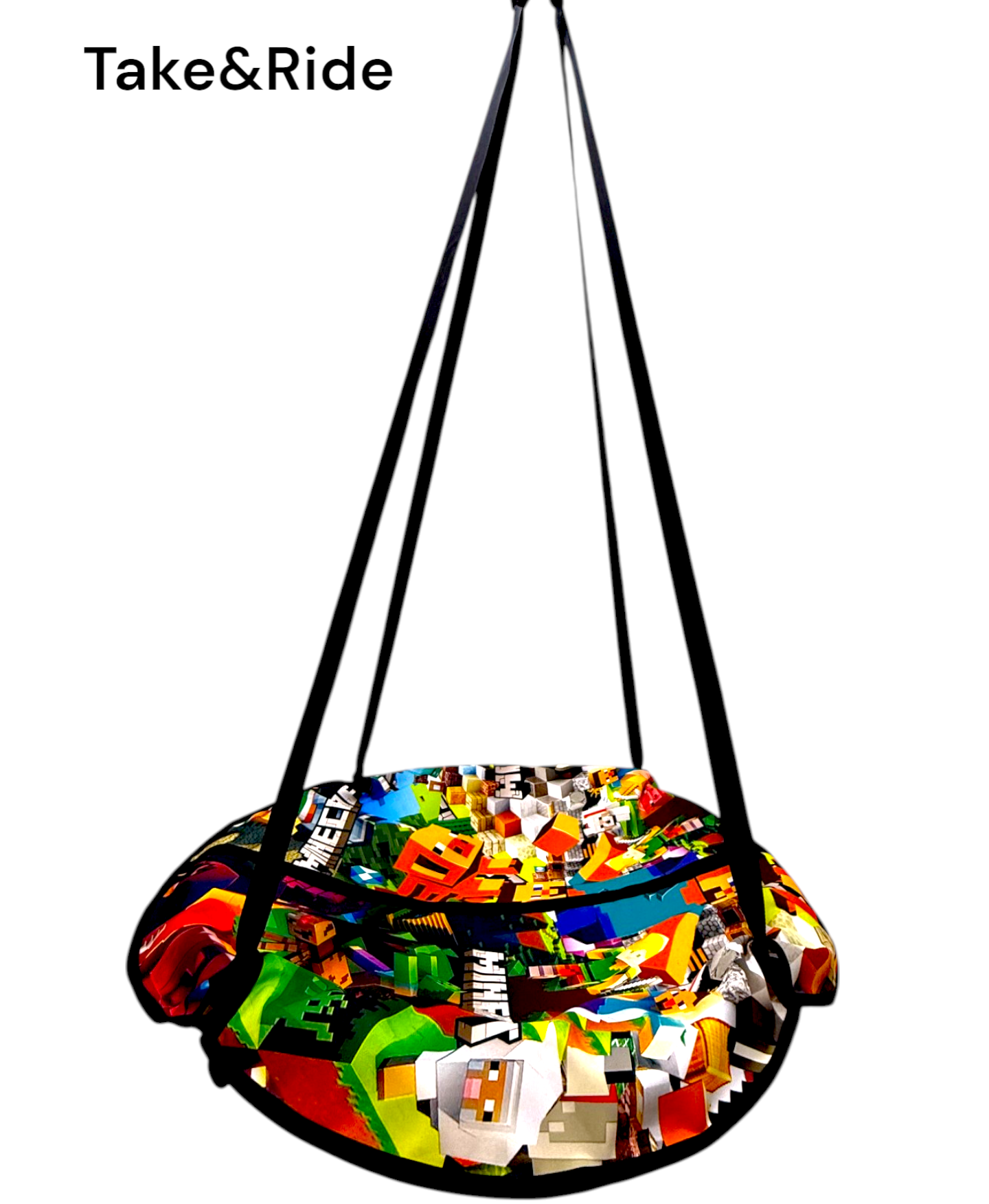 Гойдалка підвісна Take&Ride кругла Гніздо лелеки Minecraft з подушкою 100 см - фото 4
