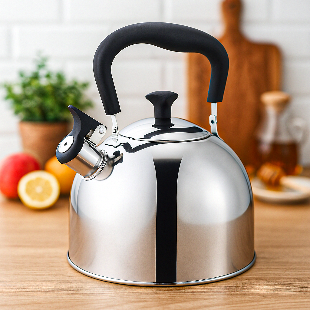 Чайник для плиты со свистком SilverTone нержавеющая сталь одинарное дно 2,0 л (03-MH-4884)