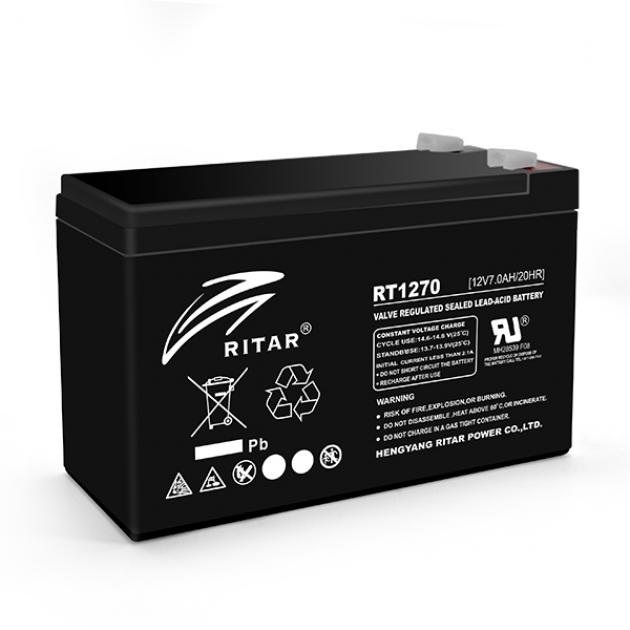 Батарея аккумуляторная AGM Ritar RT1270A 12 V 7 Ah