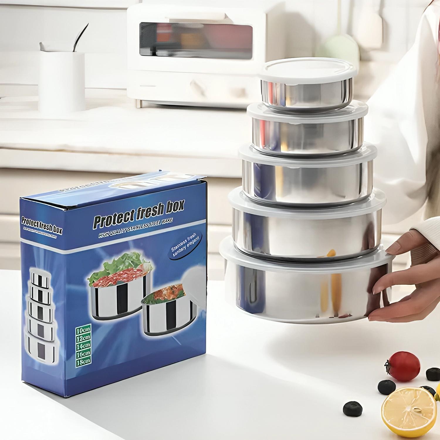 Набір контейнерів із нержавіючої сталі з кришками 5 шт. (86872) - фото 6 Набір контейнерів із нержавіючої сталі з кришками 5 шт. (86872) - фото 6