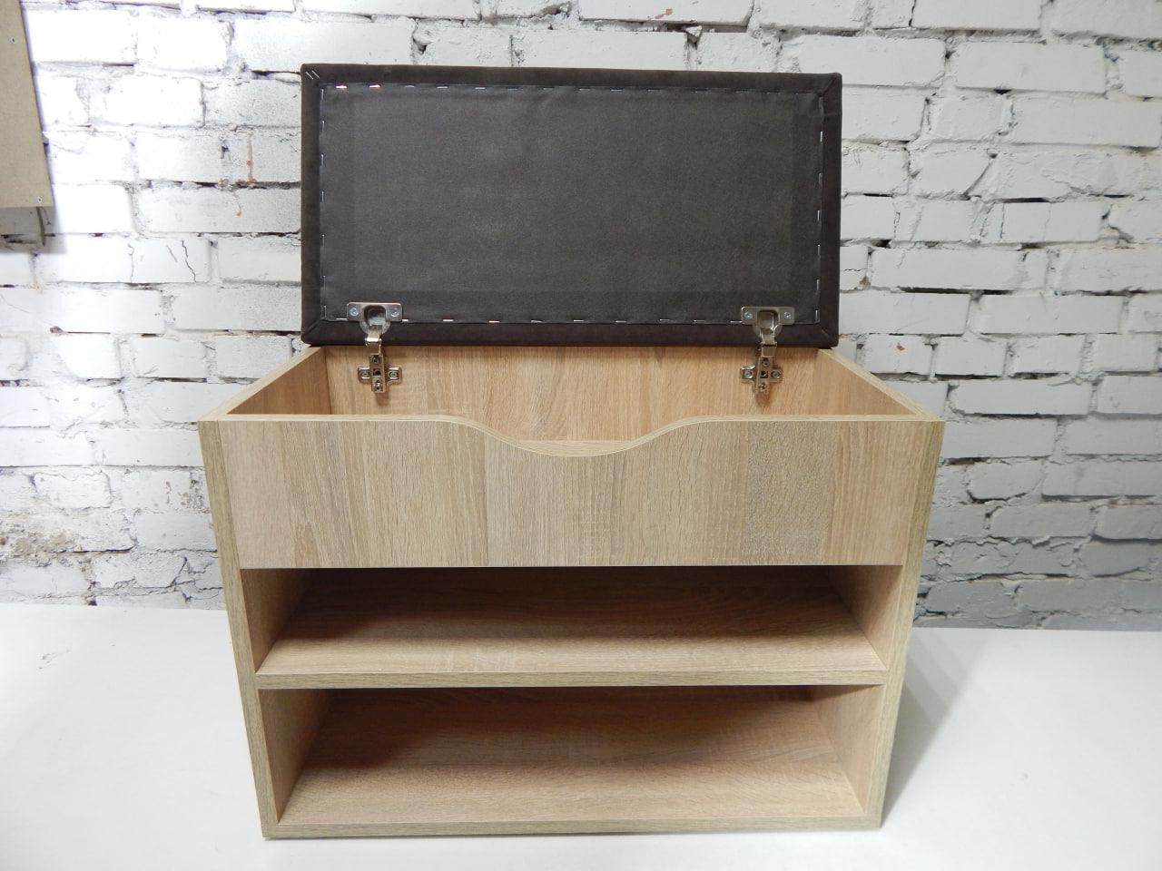 Тумба для обуви ДСП/ткань 30х80х45 см Дубсонома светлый/Шоколад - фото 3 Тумба для обуви ДСП/ткань 30х80х45 см Дубсонома светлый/Шоколад - фото 3