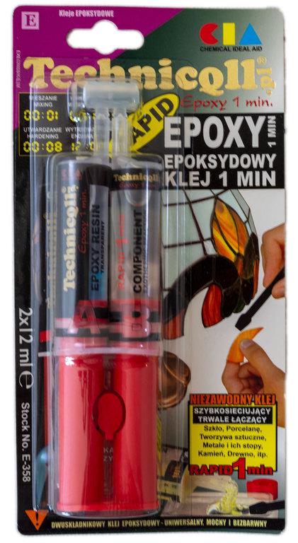 Клей эпоксидный прозрачный Technicqll в шприце 12 мл по 2 шт. (000032459)