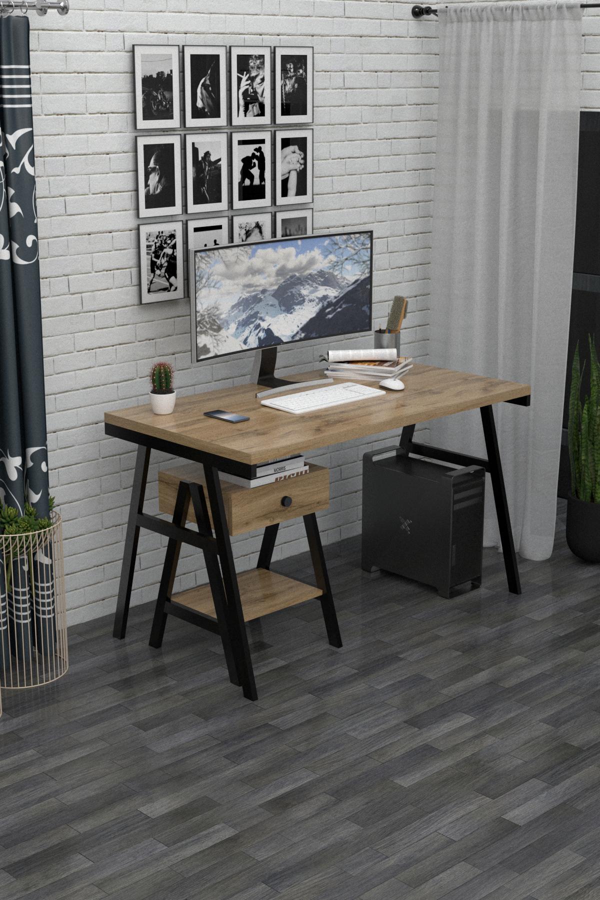 Письмовий стіл із приставною тумбою EcoLoft Монтелла DSP-1273-1 в стилі лофт (29862163)