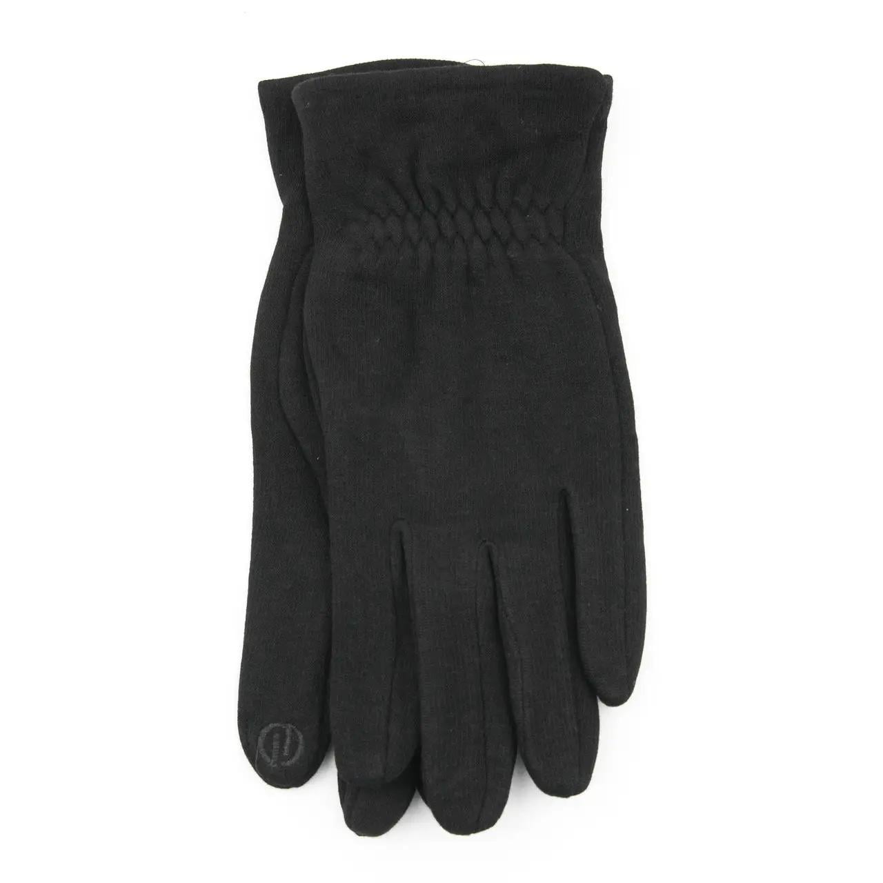 Перчатки мужские трикотажные с плюшевой подкладкой для сенсорных телефонов L Черный (23-1-28)
