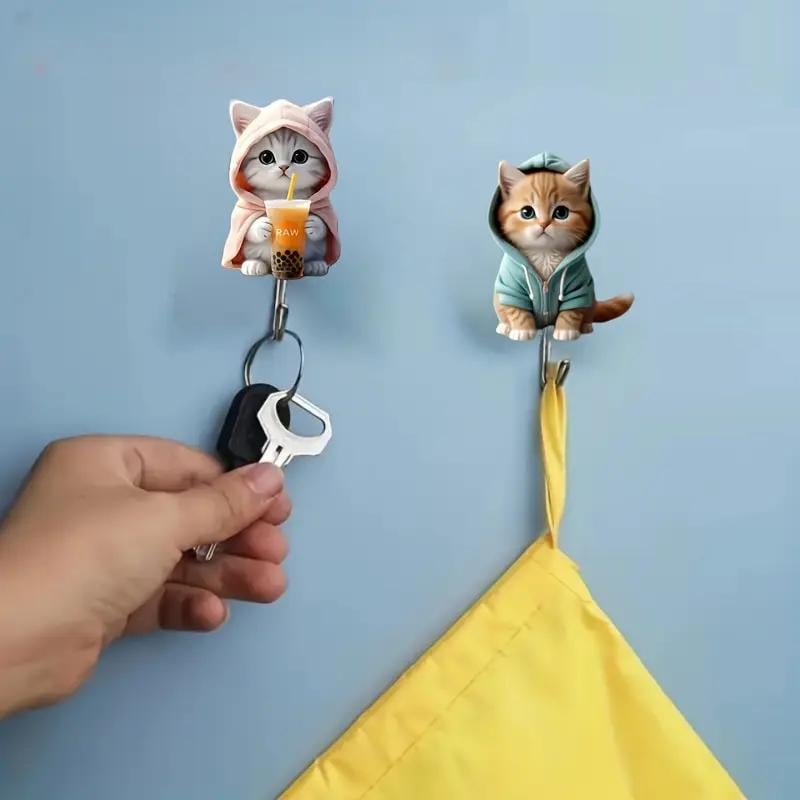 Самоклеючий настінний гачок-вішалка Кіт 2D 1 шт. Сріблястий з рожевим (2743174669) - фото 4 Самоклеючий настінний гачок-вішалка Кіт 2D 1 шт. Сріблястий з рожевим (2743174669) - фото 4