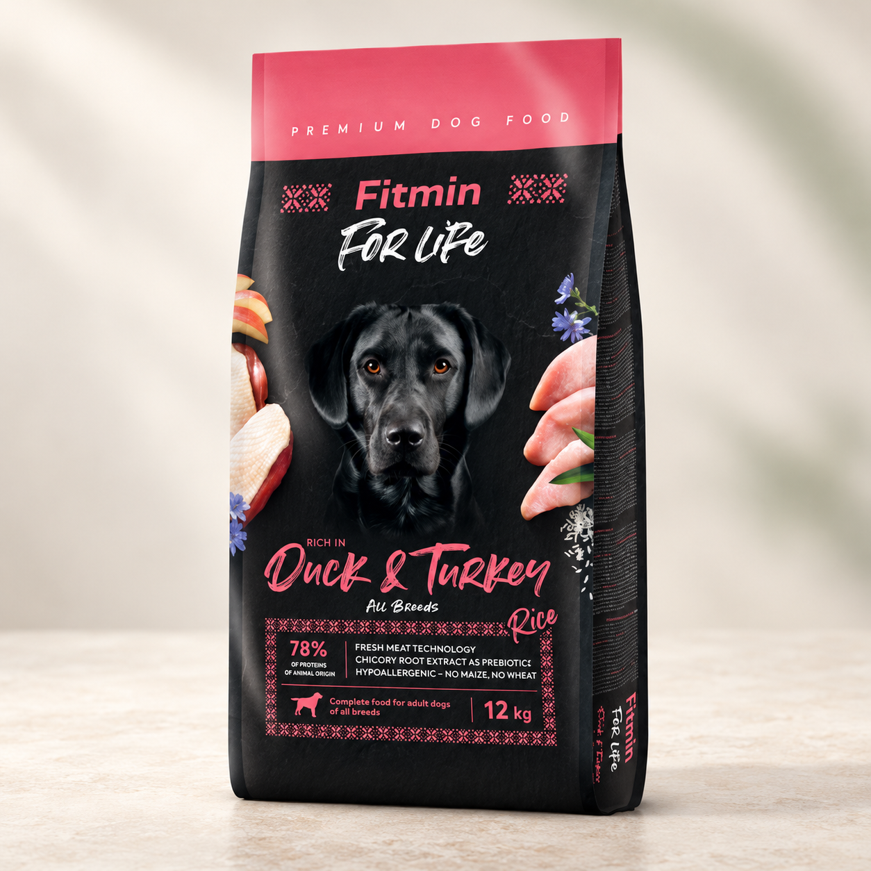 Корм сухой Fitmin For Life Duck & Turkey с уткой и индейкой для взрослых собак 12 кг (3230112721)