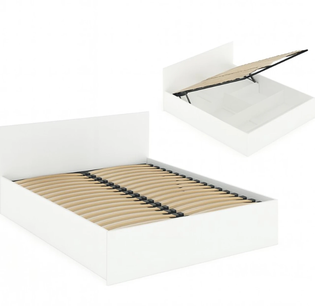 Ліжко двоспальне Мебель-Сервіс Bruklin з ламелями 160х200 см Білий (28552275) - фото 3 Ліжко двоспальне Мебель-Сервіс Bruklin з ламелями 160х200 см Білий (28552275) - фото 3