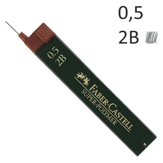 Грифель для механического карандаша Faber-Castell, 0,5 мм. 2В, , (120502)