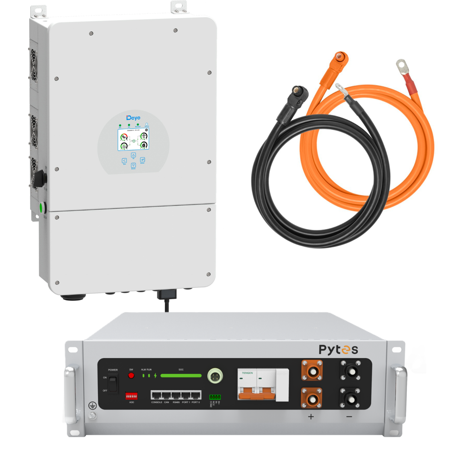 Комплект автономного энергоснабжения Deye SUN-12K-SG02LP1-EU-AM3 12 кВт и Pytes V5°α Plus H+ 5,12 кВт/год LiFePO4