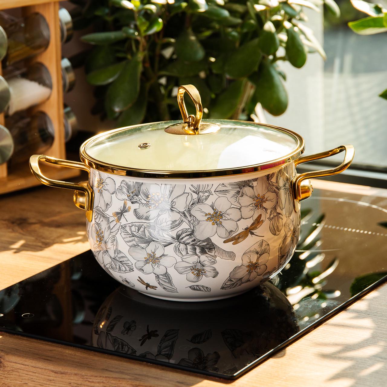 Кастрюля эмалированная для газовых/электрических и индукционных плит 3,5 л (HP-2-106)