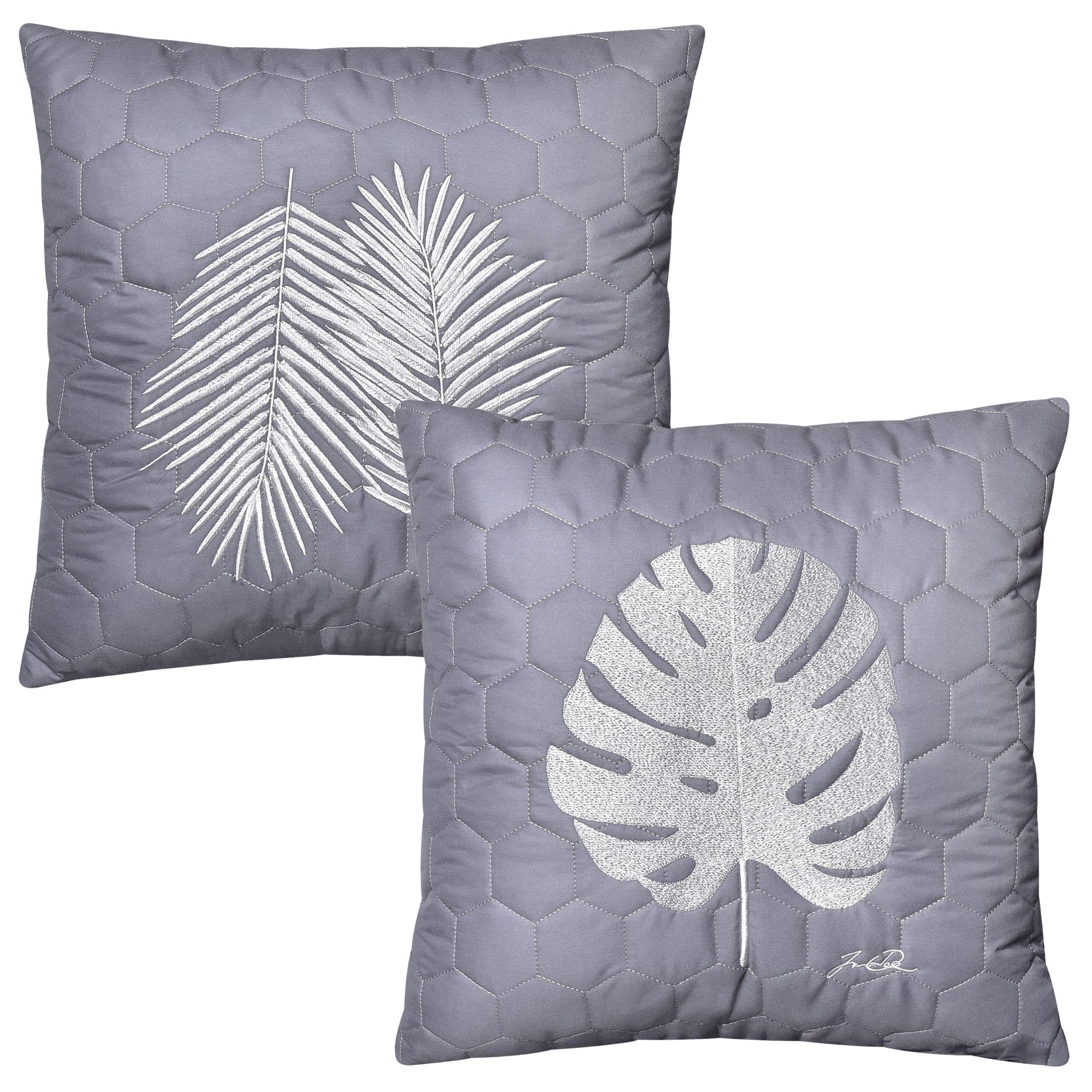 Набор декоративных подушек Тропикал гипоаллергенная с вышивкой 50х50 см 2 шт. Серый (26292)