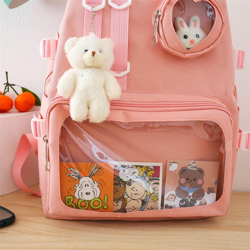 Шкільний рюкзак для дівчинки Ведмедик з значком-зайчик 4в1 5-11 клас Рожевий (27667913) - фото 10 Шкільний рюкзак для дівчинки Ведмедик з значком-зайчик 4в1 5-11 клас Рожевий (27667913) - фото 10