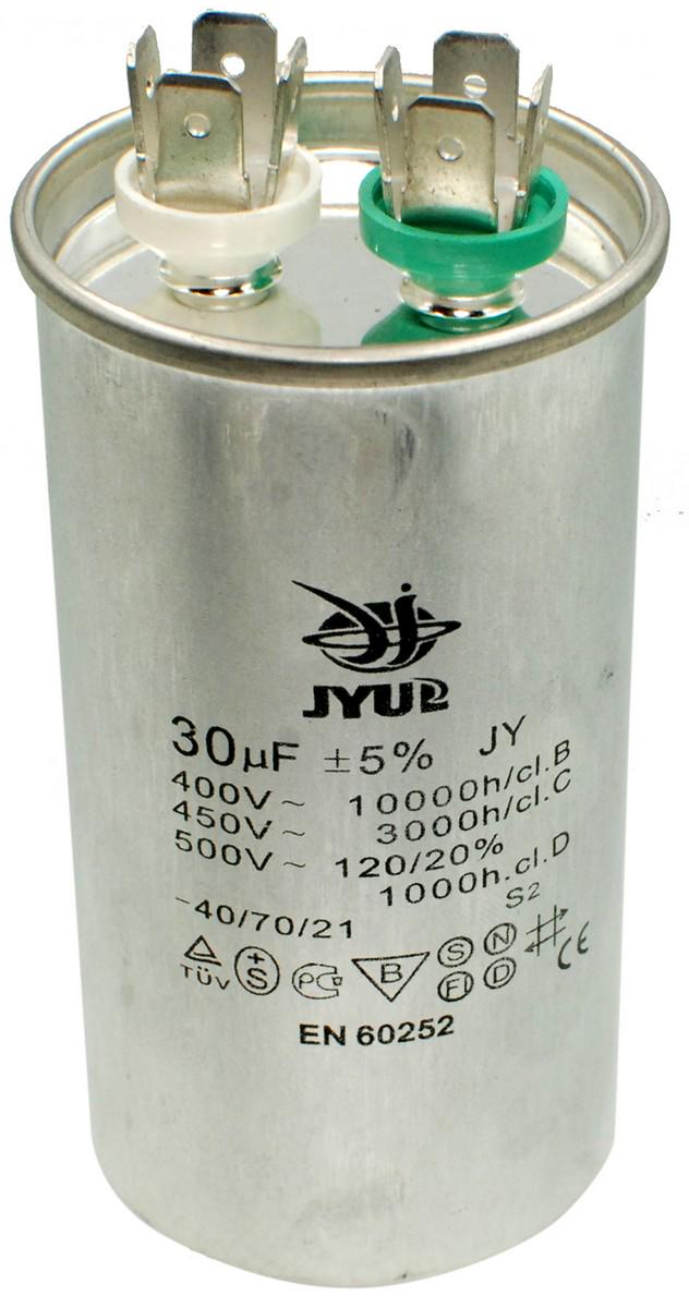 Конденсатор JYUL CBB-65 30 мкф 450 VAC алюминий 45х86 мм (кон055)