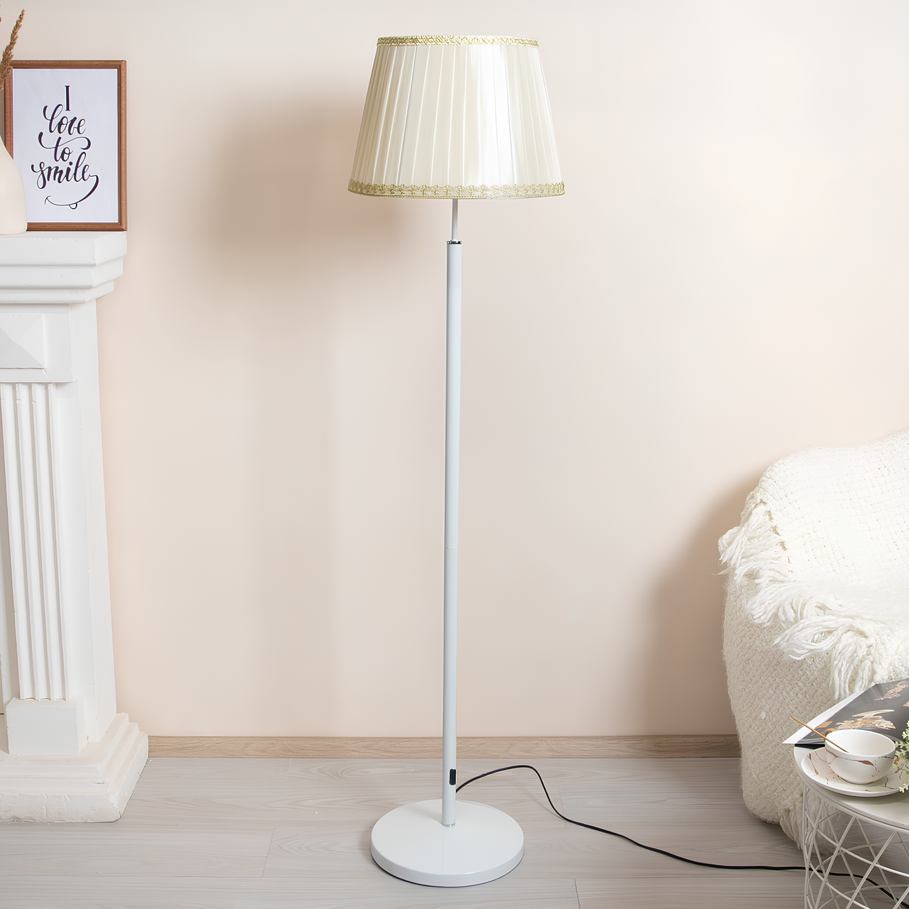 Торшер Svet с плиссированным абажуром под лампу Е27 Белый/кремовый (SWT-3510/BASE+SHADE WT) - фото 5 Торшер Svet с плиссированным абажуром под лампу Е27 Белый/кремовый (SWT-3510/BASE+SHADE WT) - фото 5