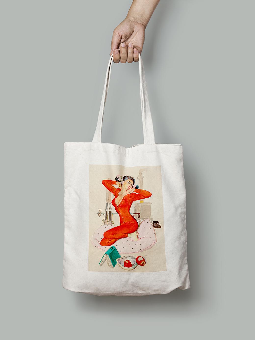 Эко-сумка Секси в красной пижаме шопер (pin_up010027_Bag)