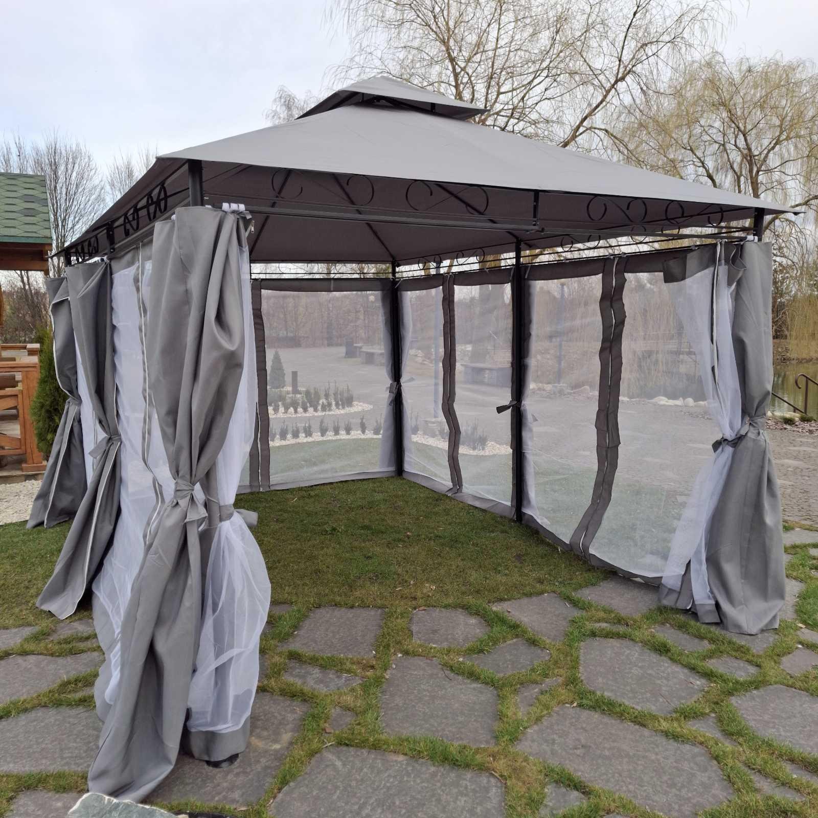 Павільйон садовий з москітною сіткою 3х4 м Сірий - фото 8 Павільйон садовий з москітною сіткою 3х4 м Сірий - фото 8