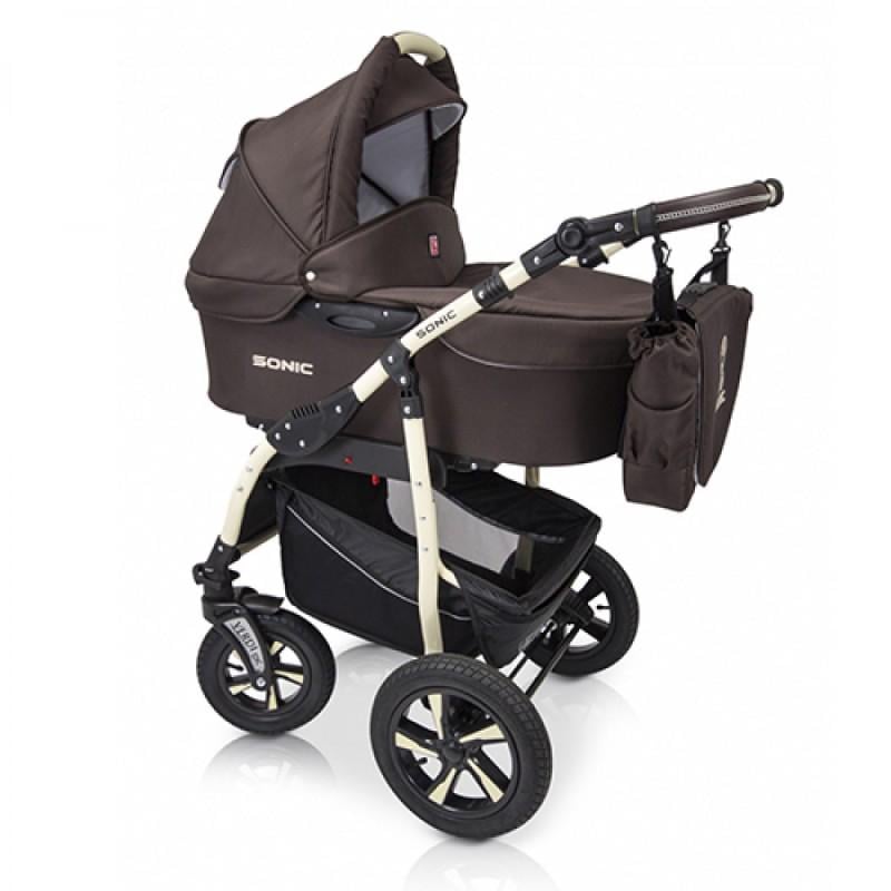 Коляска Verdi Sonic универсальная 3в1 с автокреслом сумкой и дождевиком Коричневый
