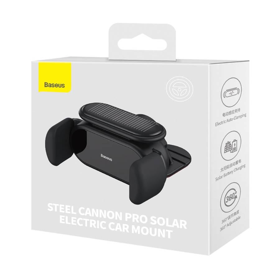 Автотримач для телефону BASEUS Steel Cannon pro Solar Electric Car Mount Black (SUGP010001)