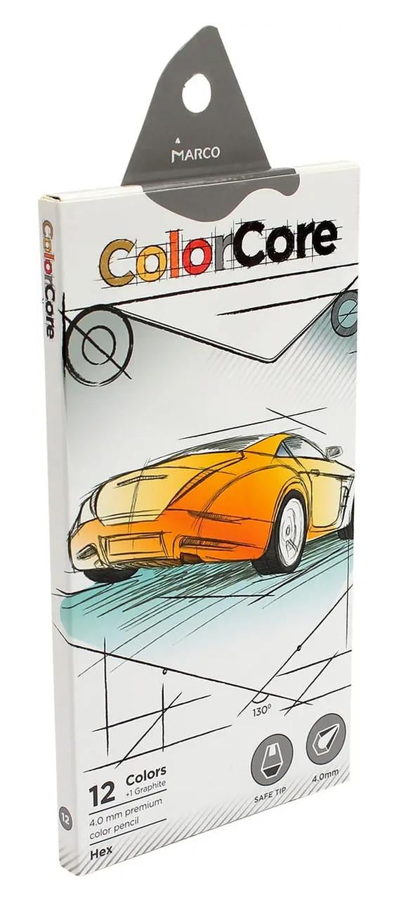 Набор цветных карандашей Marco ColorCore 12 цветов 1 графитный HB