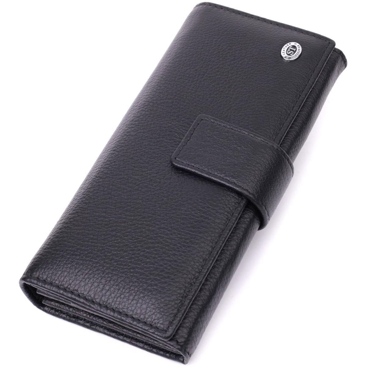 Кошелек женский ST Leather 22548 двойной сборки из натуральной кожи Черный (168-136-22548)