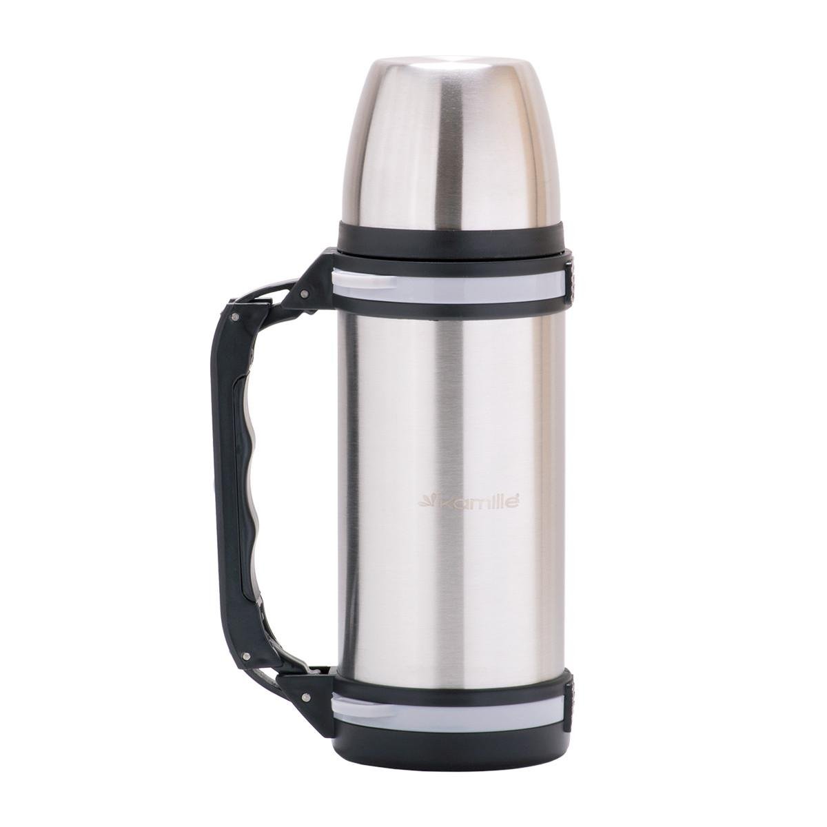 Термос питний з ручкою та ремінцем Kamille KM-2091 з нержавіючої сталі 1500 мл Сталь (150-84-2091) Термос питний з ручкою та ремінцем Kamille KM-2091 з нержавіючої сталі 1500 мл Сталь (150-84-2091)
