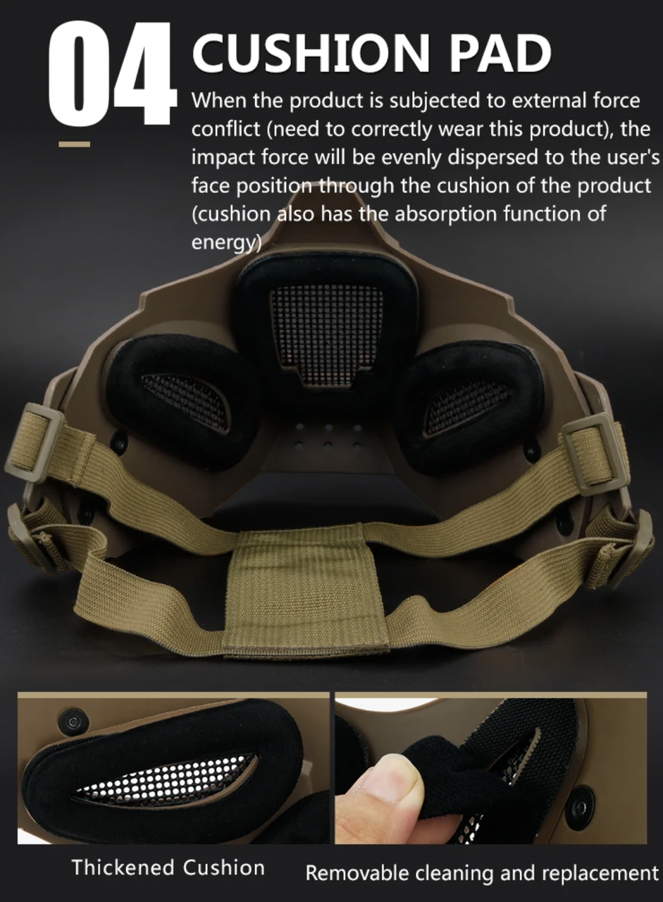 Маска Iron Warrior з кріпленням до шолома Airsoft Койот (MK001015) - фото 9