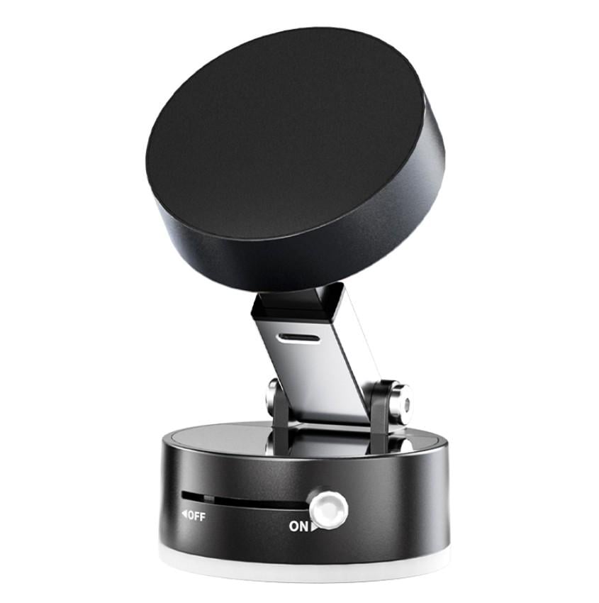 Тримач магнітний для смартфона універсальний вакуумний автомобільний на присосці Чорний