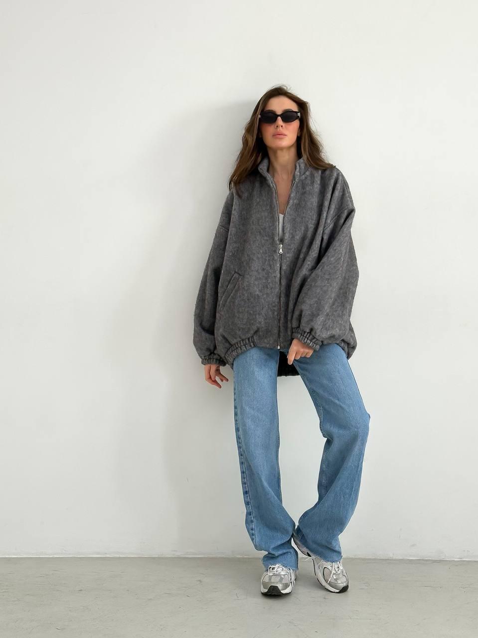 Бомбер женский ZF Inspire 1622 из пальтовой ткани S-M Серый (1622-СР-S-M)