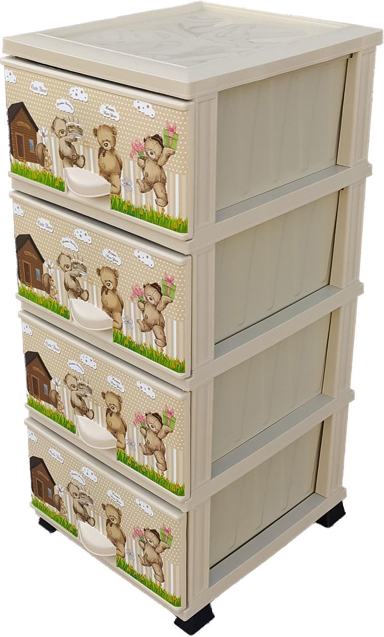 Комод пластиковый 4 ящика 90х45,5х37,5 Мишки (472750-Prob)