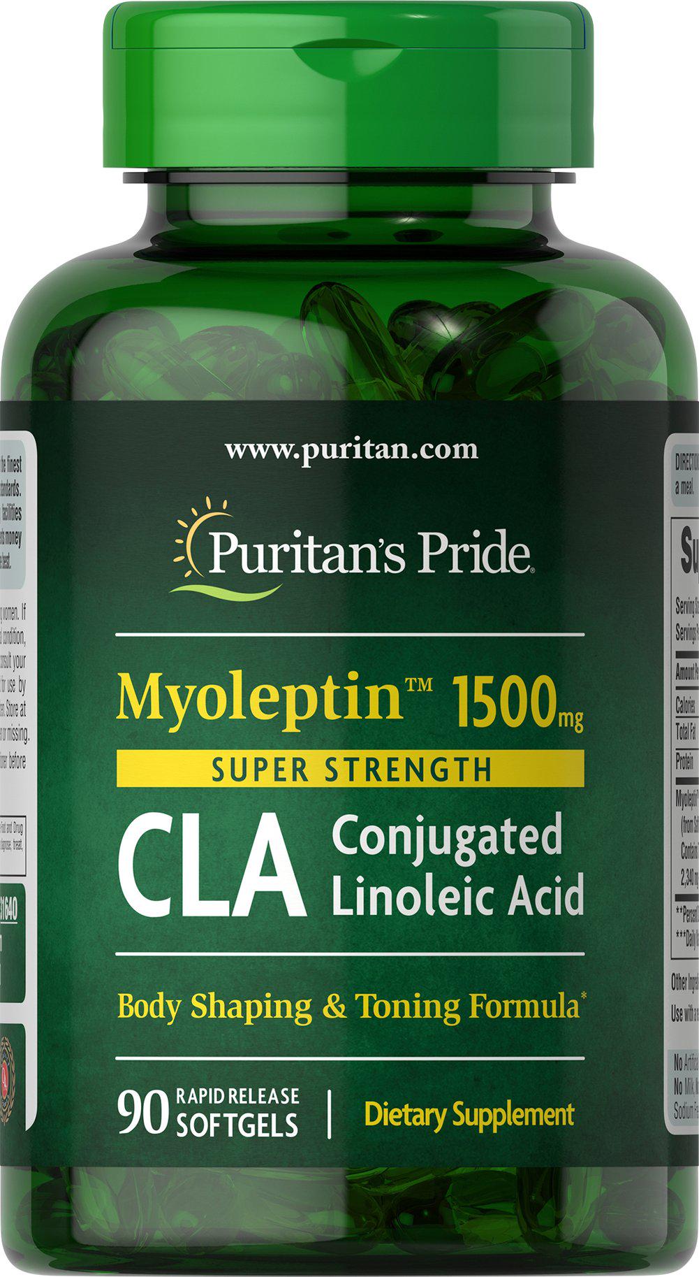 Жироспалювач Puritan's Pride Super Strength Myo-Leptin CLA 1500 mg 90 Softgels (00000038070)