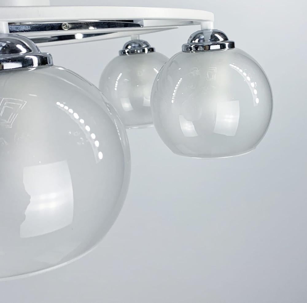 Люстра стельова на 6 плафонів Ø 58 см Білосніжний (51795/6 CH+WT+WT) - фото 4 Люстра стельова на 6 плафонів Ø 58 см Білосніжний (51795/6 CH+WT+WT) - фото 4