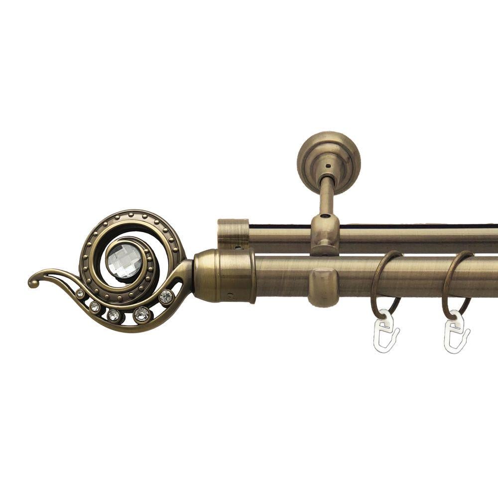 Карниз металлический Orvit Глаз Дракона двухрядный оппозитный/гладкая профильная труба/кольцо металлическое Антик 25/19 мм 240 см (00-00017559)