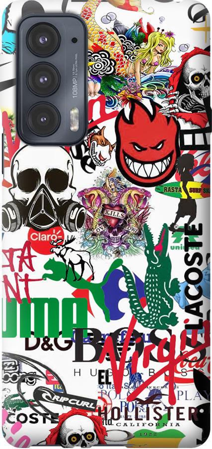Чехол на Motorola Edge 20 Many different logos (4022u-2497-42517)