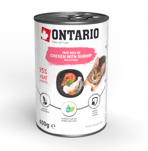 Консерви для котів Ontario Cat can Chicken with Shrimps flavoured with Sea Buckthornз куркою/креветками та обліпихою 400 г (213-21032) Консерви для котів Ontario Cat can Chicken with Shrimps flavoured with Sea Buckthornз куркою/креветками та обліпихою 400 г (213-21032)