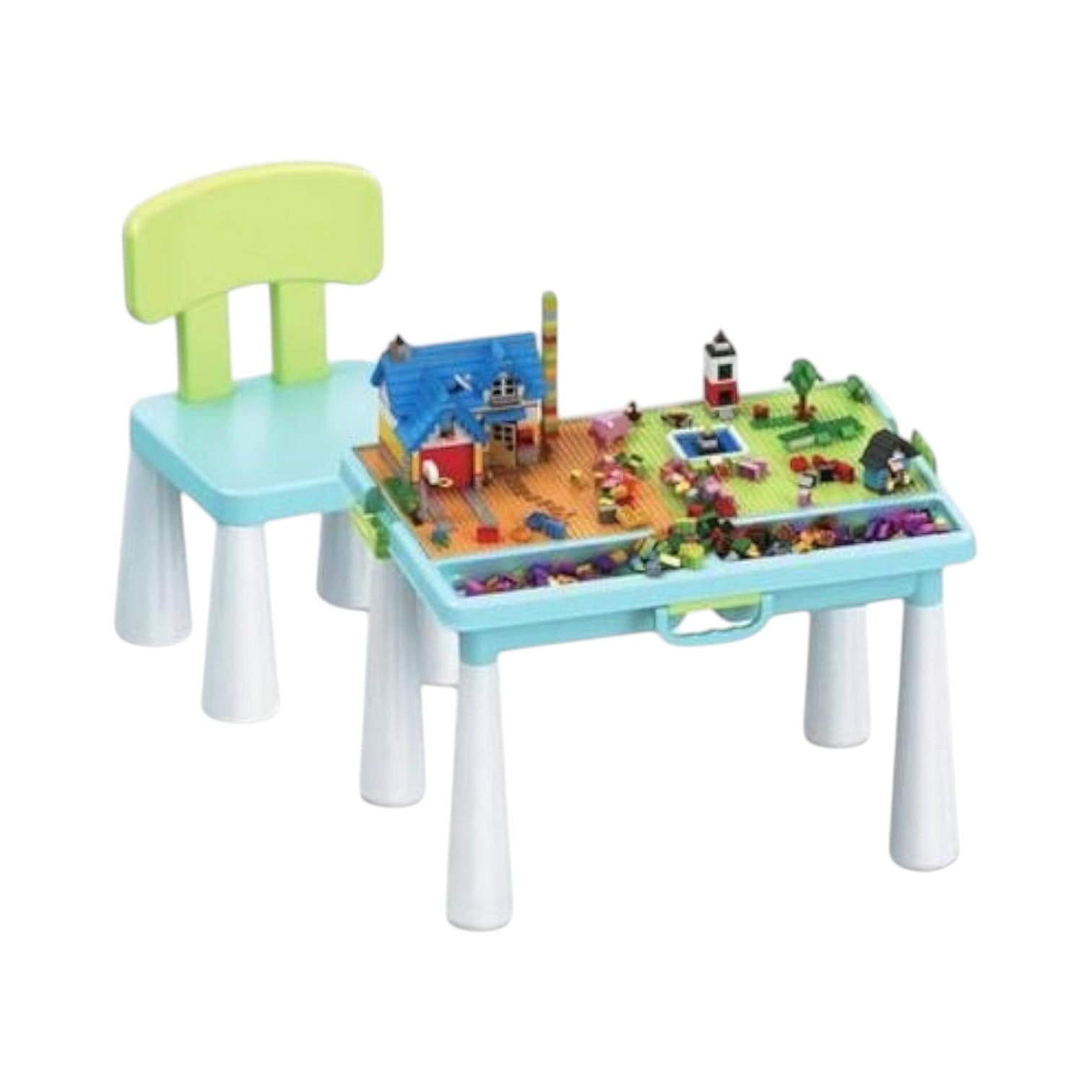 Столик игровой со стульчиком и конструктором 6318 двусторонняя столешница 515 дет. (28535253)