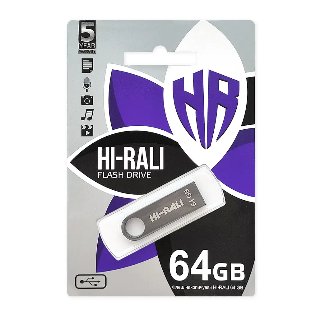 Флешка Hi-Rali Shuttle металева 64 Гб