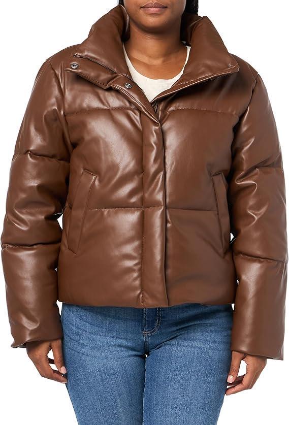 Куртка зимня коротка жіноча Levi's Vegan Leather Quilted L Коричневий (2812019506)