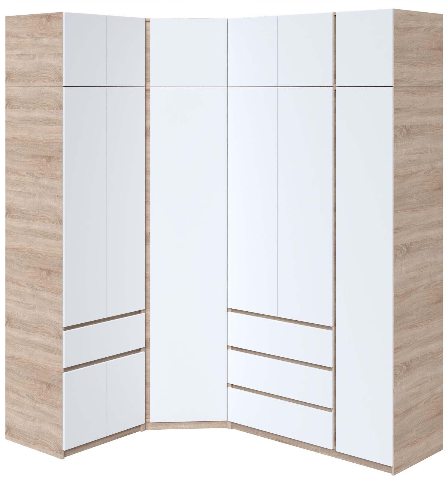 Шафа-стінка кутова Майстер Форм Брайт 1450/2050х520х2400 мм Дуб сонома/Білий (32899) - фото 1 Шафа-стінка кутова Майстер Форм Брайт 1450/2050х520х2400 мм Дуб сонома/Білий (32899) - фото 1