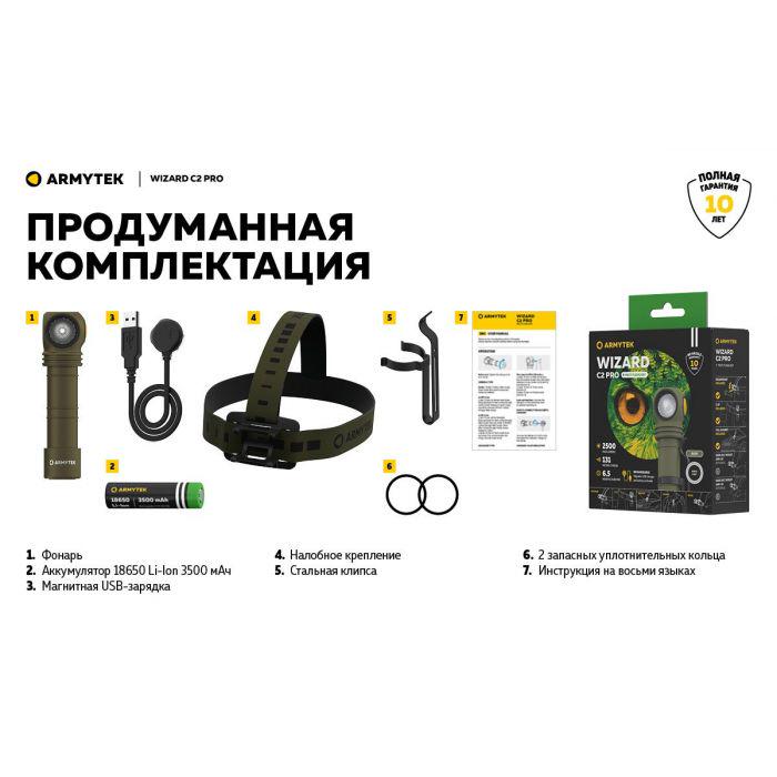 Ліхтар налобний Armytek Wizard v4 C2 Pro XHP50.2 Magnet USB Olive - фото 12