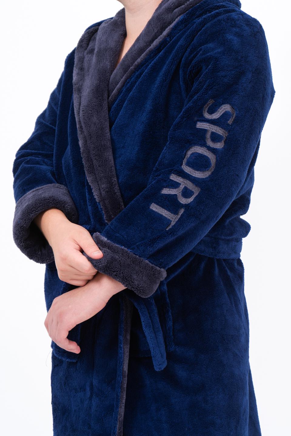 Халат чоловічий UT Store HTM01 3XL Темно-синій з сірим - фото 4 Халат чоловічий UT Store HTM01 3XL Темно-синій з сірим - фото 4