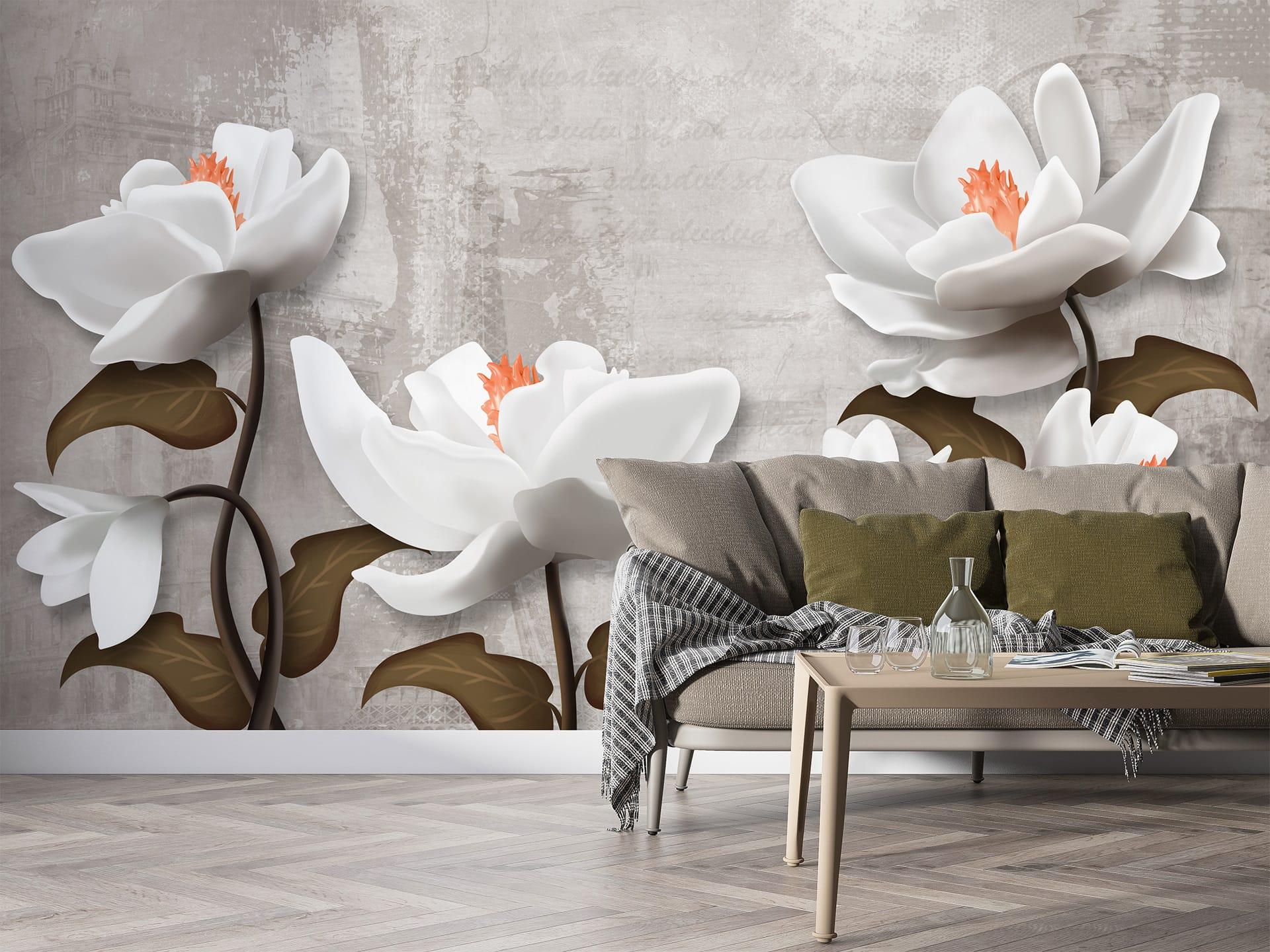 Фотообои флизелиновые Styleo Print-walls Белоснежные цветы 0226 300х200 см (Pw-0226)