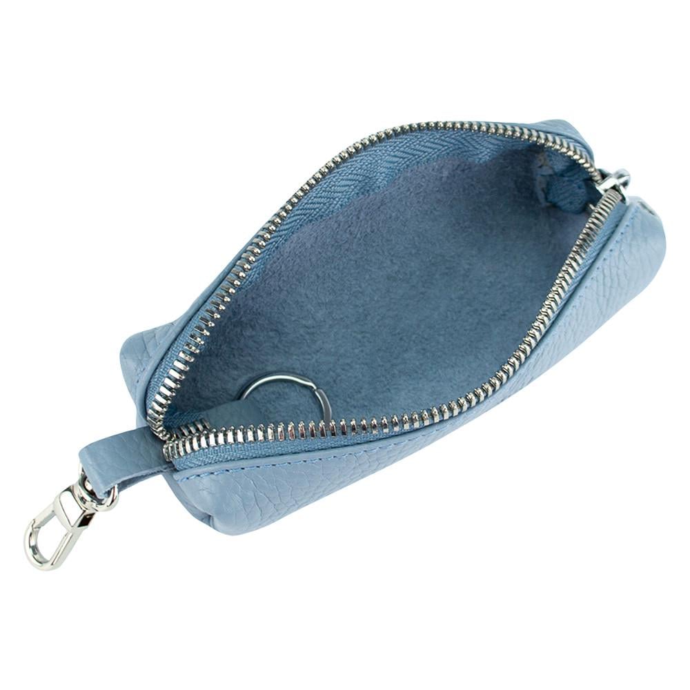 Ключница кожаная женская HC-109 на молнии Голубой - фото 4