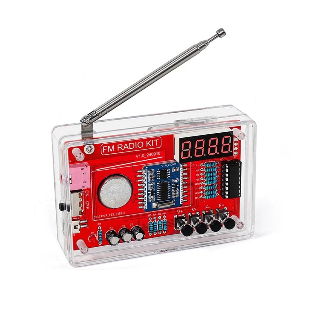 Конструктор-плата тренувальний DIY Радіо FM 87-108Mhz LED з корпусом (00-00029339)