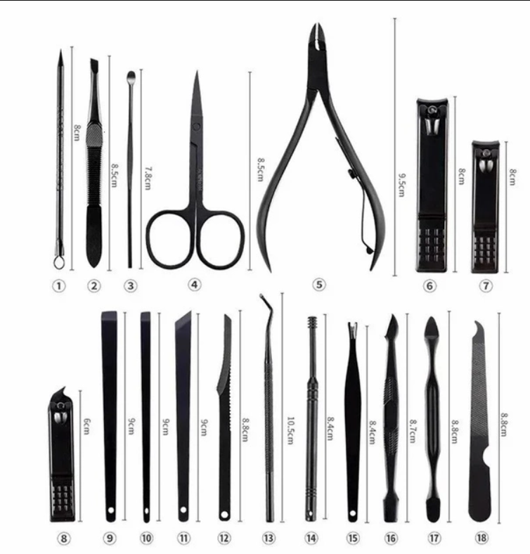 Набір для манікюру у футлярі 18 пр. Чорний/Червоний - фото 3 Набір для манікюру у футлярі 18 пр. Чорний/Червоний - фото 3