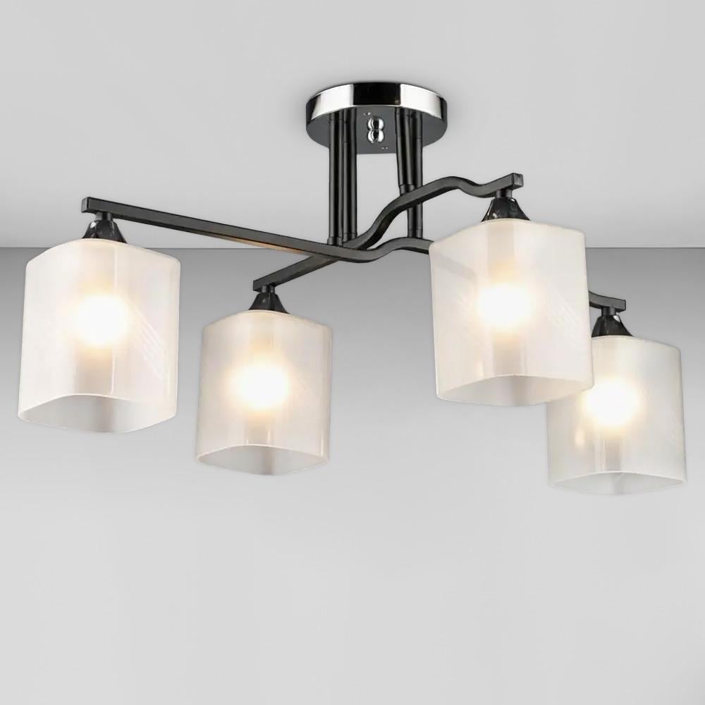 Люстра стельова Light House SRS-20237/4 BK/CH плафон білий Чорний/Хром