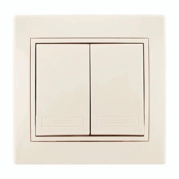 Выключатель двухклавишный Lezard Mira со вставкой Кремовый (27548742)