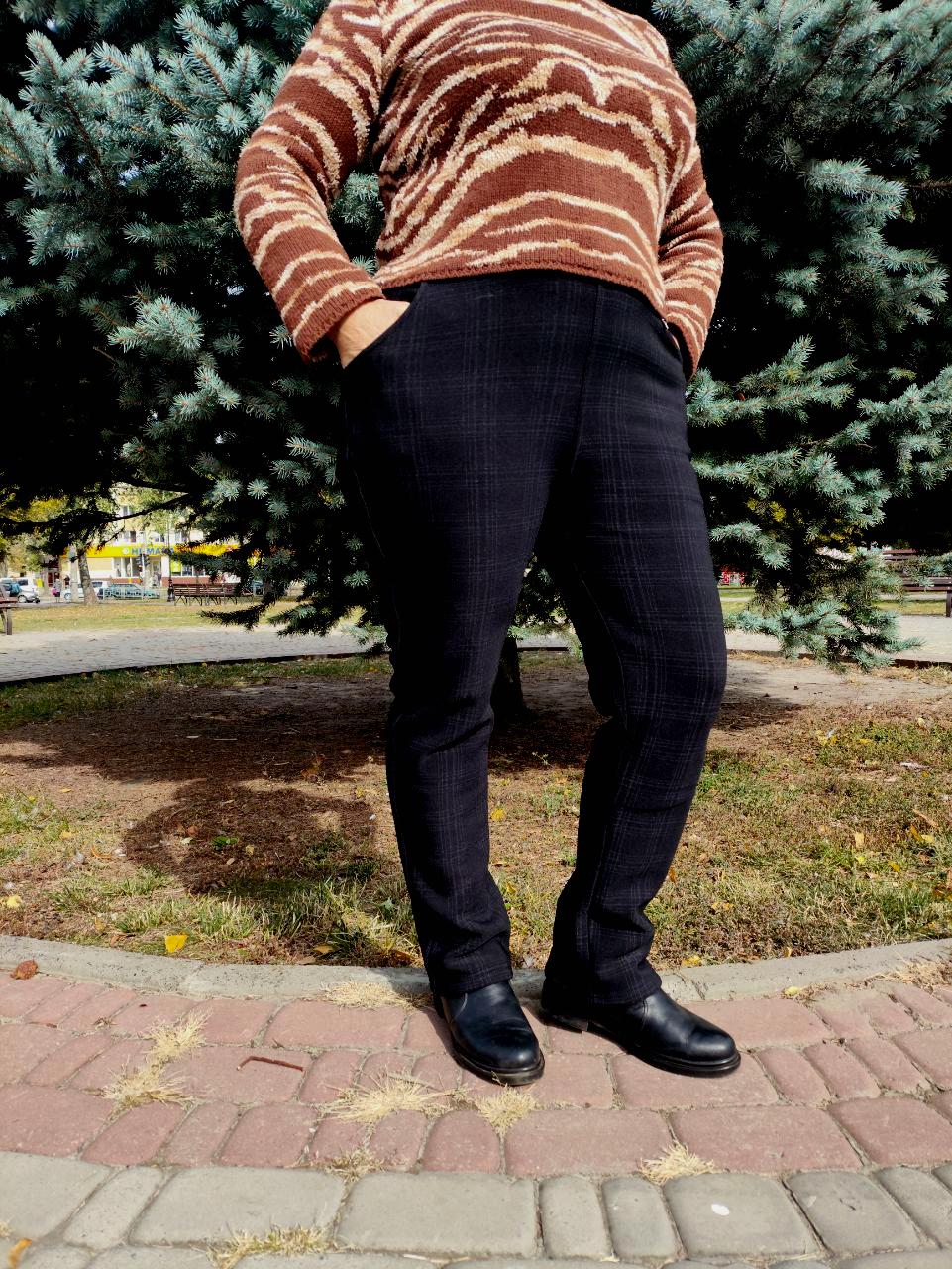 Штани жіночі в клітинку 2111 теплі на флісі р. 52 Чорний (2772445987) - фото 12